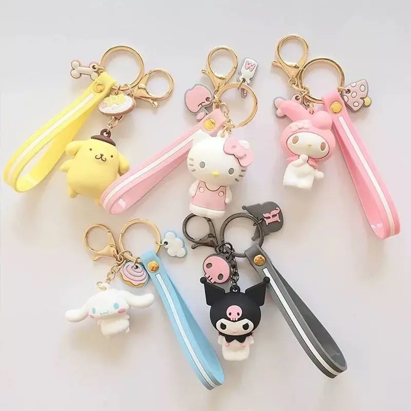 

Cute Cartoon Kawaii Sanrioed Kuromi Mymelody kitty Cinnamorol Keychain Car Keyring Mobile Phone Bag Pendant Hanging Jewelry