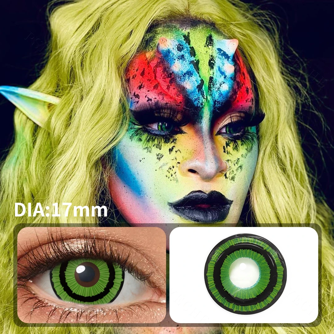 

17MM Mini Sclera Lenses Green Goblin Cosplay Contact Lenses Crazy Lens Halloween Eye Contacts For Anime Accessories