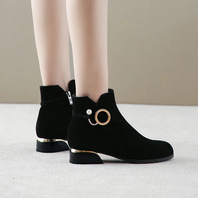 2022 NEW Women Boots Ladies Fashion Zipper Ankle Boots Student Casual Large Size Scrub Single Boots Warm Winter Shoes Female