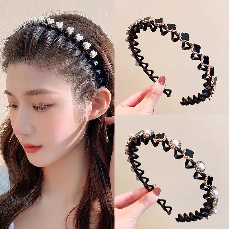 

Модная блестящая Нескользящая повязка для волос Стразы для женщин и девушек инструмент для прически с цветами головные уборы аксессуары дл...