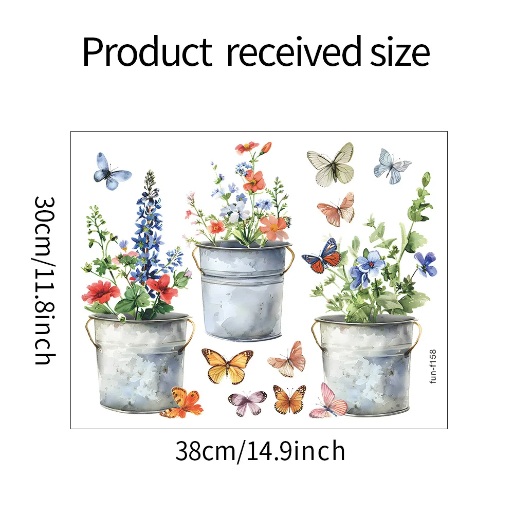 

ПВХ наклейка на окно "железное ведро с цветами"