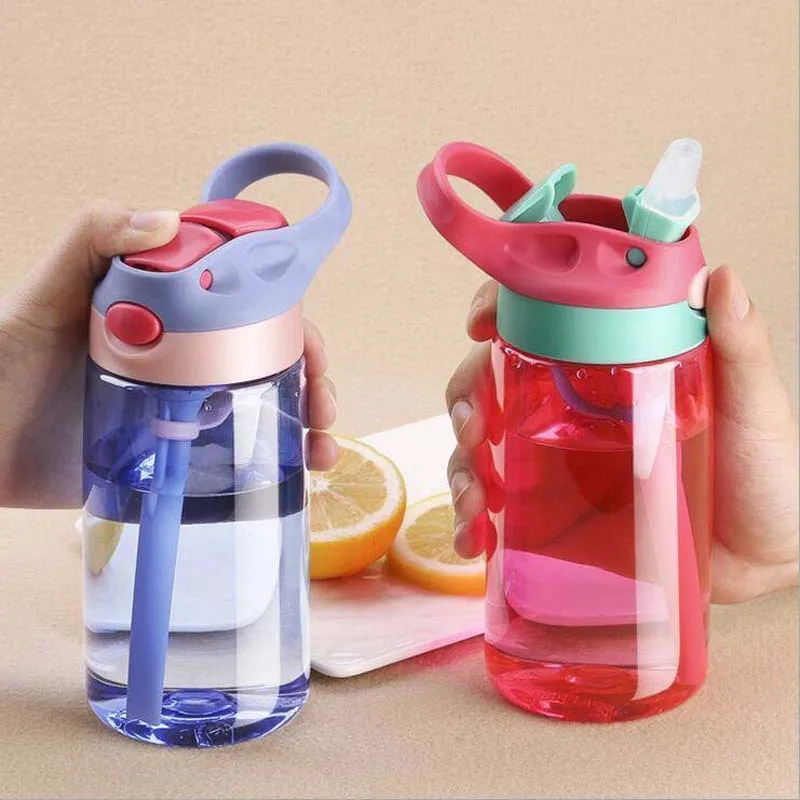 

480ML Kids Water Sippy Cup Creative Cartoon Baby Feeding Cup with Straws Leakproof Water Bottle Children Duckbill Water Cups