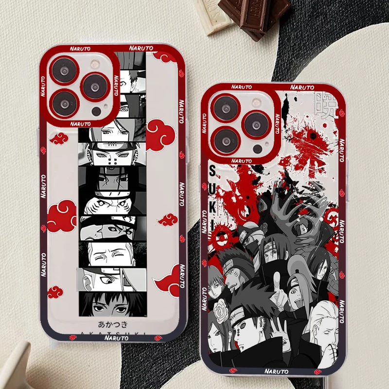 

Akatsukis N-Narutos Phone Case For iPhone 11 12 13 14 Mini Pro Max XR X XS TPU Clear Case For 8 7 6 Plus SE 2020