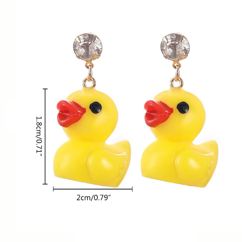 

Cute Duck Dangle Earrings Mini Yellow Duck Drop Earrings Animals Clip on Earring Dropshipping