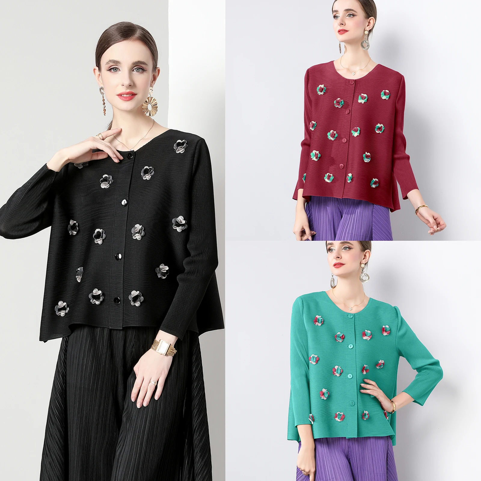 Одежда Miyake свободная универсальная трехмерная отделка корейская версия дизайн