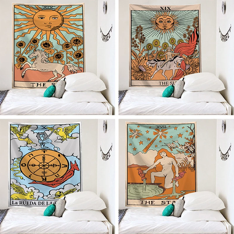 

Tapestry Cloth Tarot Series Room Decor Background Wall Decorative Tapestry Aesthetic Room Decoration Hanging Blanket 담요