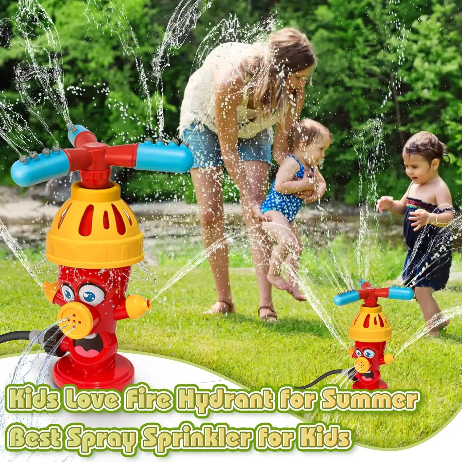 Фото Игрушка-разбрызгиватель для воды в виде гидранта, для сада и двора, летняя уличная игрушка для игр с водой, мультяшный распылитель для малышей, игрушка для купания детей №4