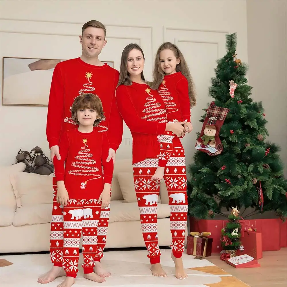 Couples Christmas Family Matching Pajamas Set Red Santa Mother Kids Matching Outfits Christmas Pajamas for Family Clothing Set