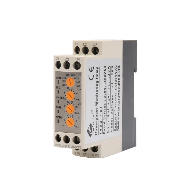 Ginri JVRD-P01 трехфазное реле контроля напряжения переключаемое 8-уровневое