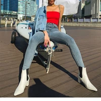 2022 autumn and winter womens jeans stretch skinny denim pants new high waist blue retro stretch slim fit washed pencil pants