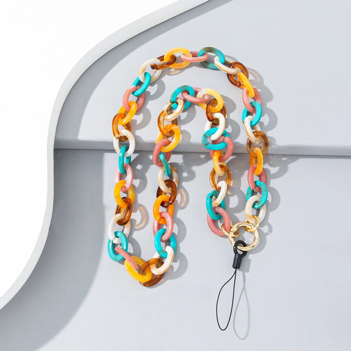 

Fashion hot selling women's acrylic mobile phone chain sling neck anti-loss color mobile phone chain strap lanyard jewelry acces