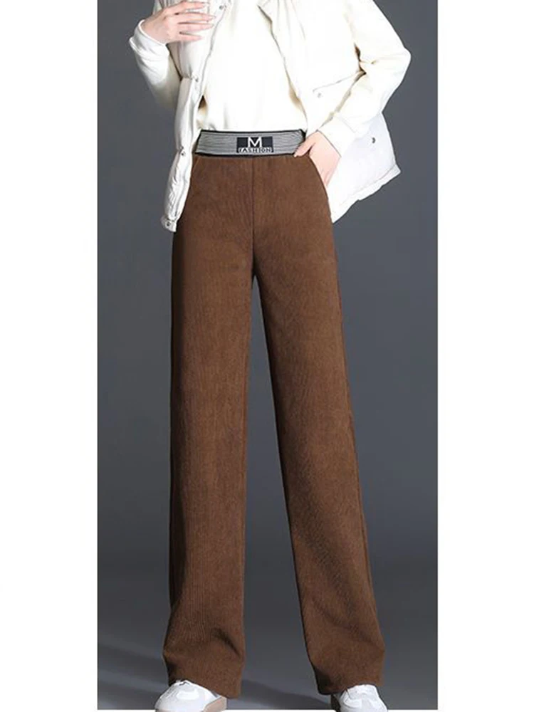 Zoki зимние винтажные женские плотные вельветовые брюки Свободные корейские буквы