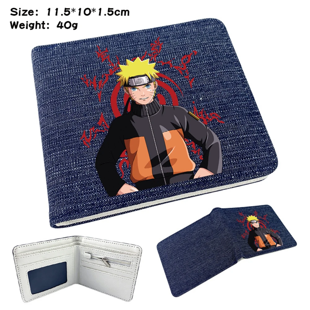 

Anime Printing Wallet Bifold Short Coin Bag Teenager Pocket Photo Credit Denim Card Holder Unisex Casual Cartoon Purses Gifts