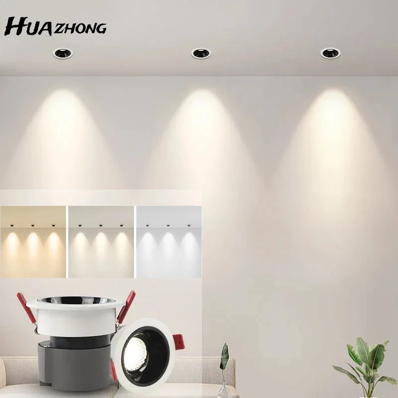 

Embedded Family Living Room Dining Room Background Wall COB Ceiling Light Depth Anti-glare Spotlight Bedroom Light LED Lights