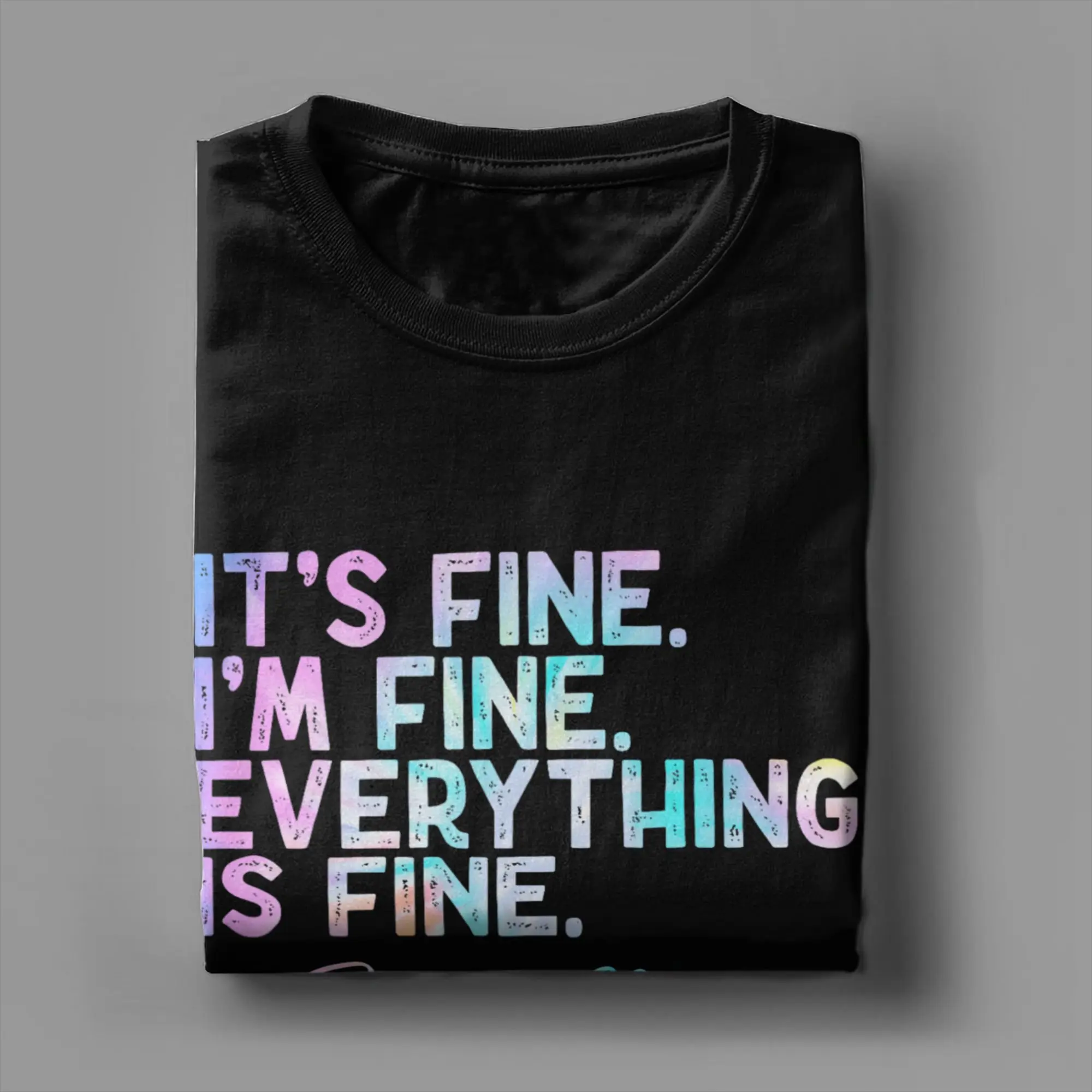 Фото Футболка Tie Dye I'm Fine Everything is Fine Senior Mom Class of 2027 из 100% хлопка для мужчин, пляжная уличная одежда, футболки с круглым вырезом №4