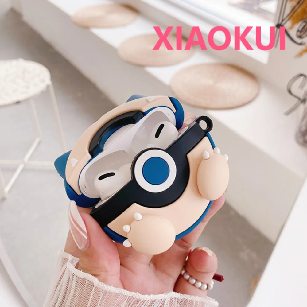 

3D Cute Cartoon Anime Cover For Apple Airpods 1 2 3 Pro Soft Silicone Character Design Blue Cases Case