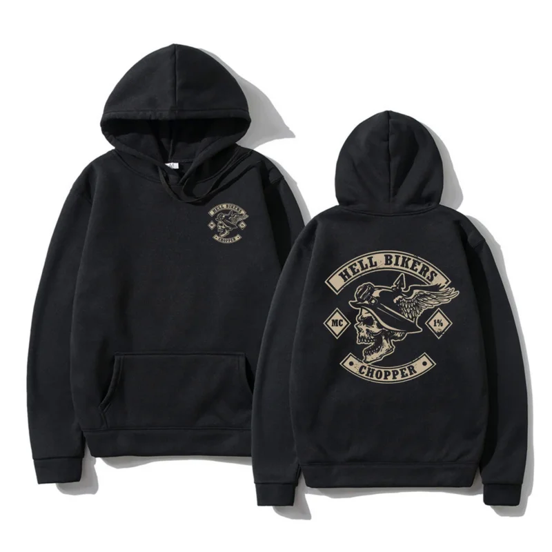 

Cotton Hooded Sweatshirt for Men and Women, Long Sleeve Pullover with Hell Bikers, Chopper, Y2k, Unisex M-5XL, Winter