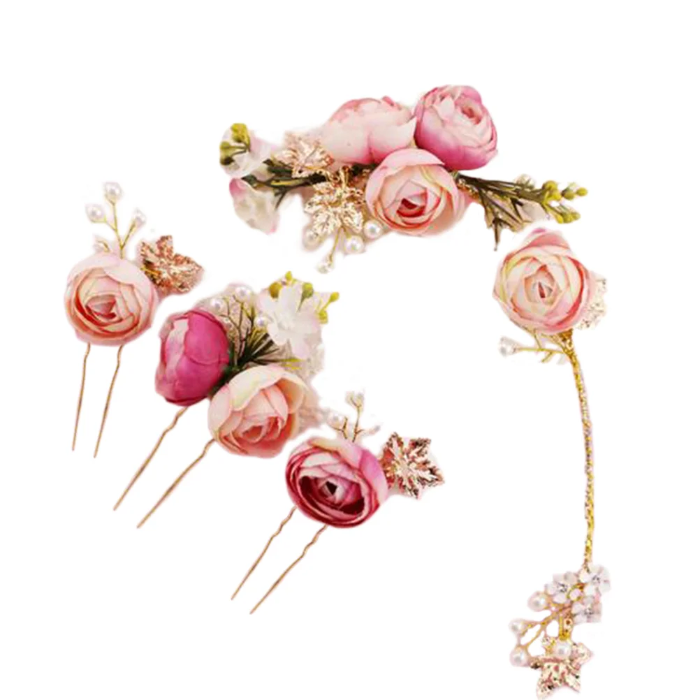 

Hair Bridal Flower Wedding Hairpin Rose Pins Clips Vine Bride Bobby U Headpiece Shaped Side Combs Women Floral Girl For