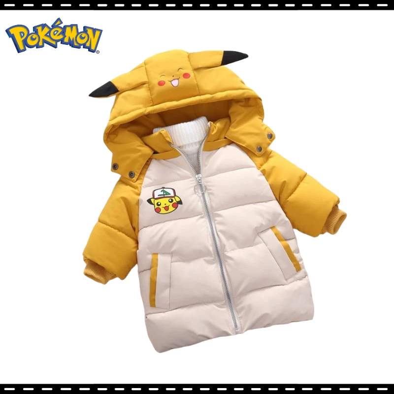 

Anime Peripherals Pokemon Pikachu Boys Winter Clothes Fashion Casual Down Padded Jackets Thick Padded Coats Coats Clothes Gifts