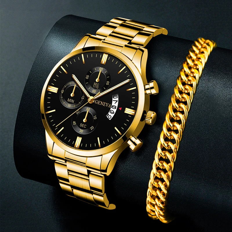 

Luxury Men Business Casual Stainless Steel Quartz Wristwatch Fashion Mens Watches Male Gold Bracelets Watch relogio masculino