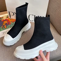 2022 autumn winter new women chelsea ankle sock boots flats platform casual ladies sport shoes fashion running motocycle botas