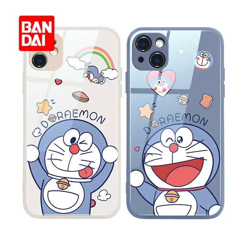 

Bandai Doraemon Phone Glass Case for iPhone 13 13Pro 12 12Pro 11 Pro X XS Max XR 7 8 Plus Kawaii Cartoon Back Covers Shell