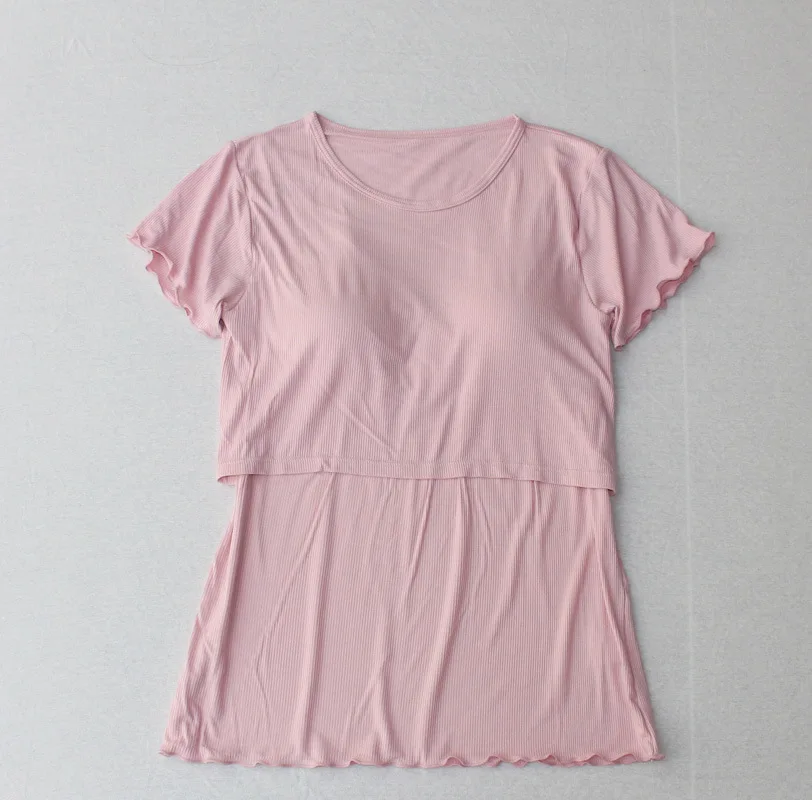 

The new modell fine thread on the lift-up short-sleeved feeding, casual wear bra plain t-shirt white