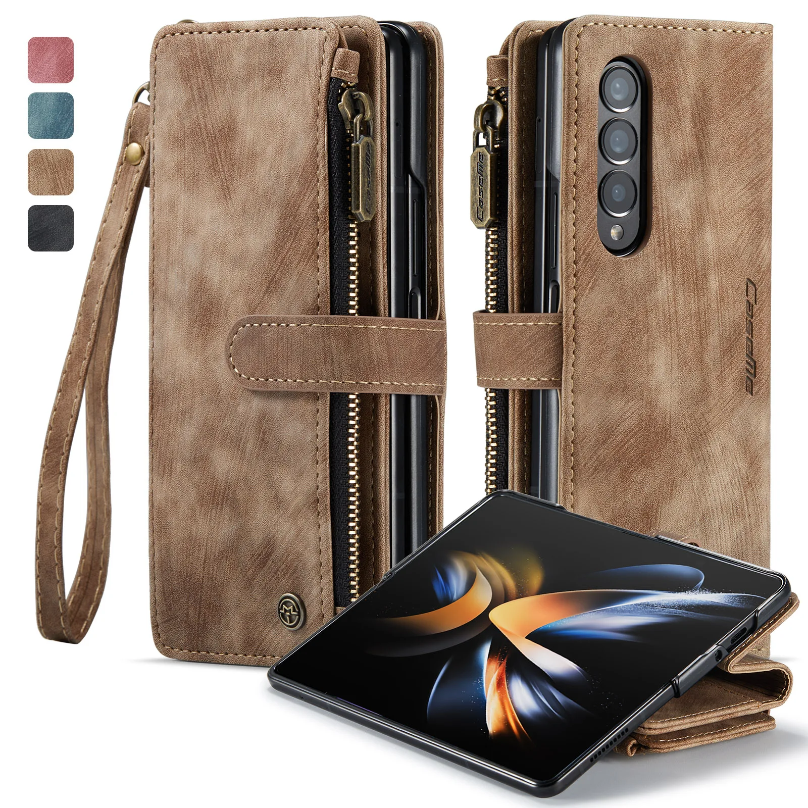 

Kickstand Leather Wallet Cover Funda Case for Samsung Galaxy Z Fold4 5G Fold 4 Fold3 Fold 3 Anti-Drop Full Protection Cover