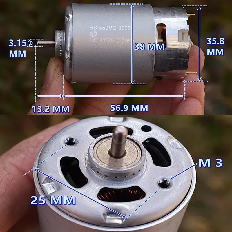 Фото RS-550VC-8022 MABUCHI CCW15 DC 12 В 20000 об/мин высокоскоростной мощный микромотор охлаждающий вентилятор DIY электрическая аккумуляторная дрель садовые инструменты №3