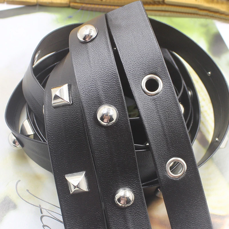 

Leather PU Rivet Punk Hip Hop Leather Rope Webbing Tape Eyelets Band Grommet Ribbons Crafts Jewelry Trimming Collar Accessories