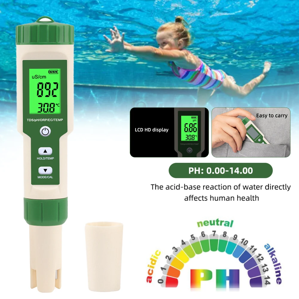 

Water Quality Tester High Accuracy pH Tester Pen TDS Meter EC Meter Salinity Temperature Monitor for Drinking Water Aquarium