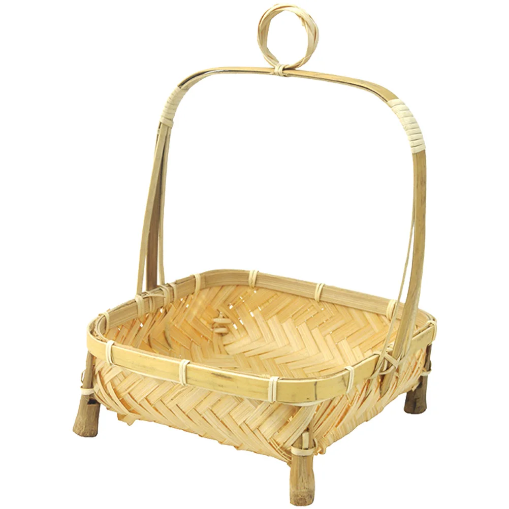 

Basket Holder Fruit Flower Woven Vegetable Hand Basketspicnic Container Weaving