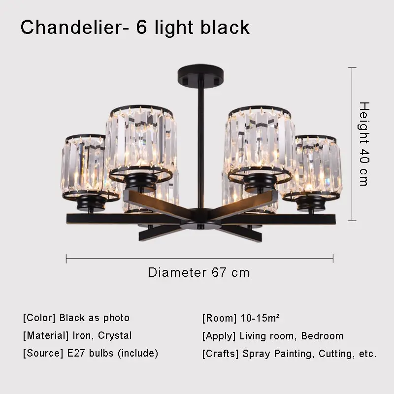 

Хрустальные светодиодные потолочные люстры для гостиной, спальни, столовой, декор, подвесной светильник, современные подвесные светильники из черного золота e27