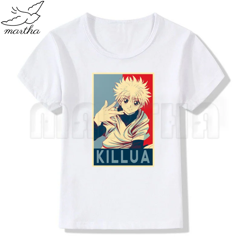 

Новое поступление, футболка Killua для девочек, белая футболка с забавным принтом, одежда для подростков, белый топ с круглым вырезом и коротки...