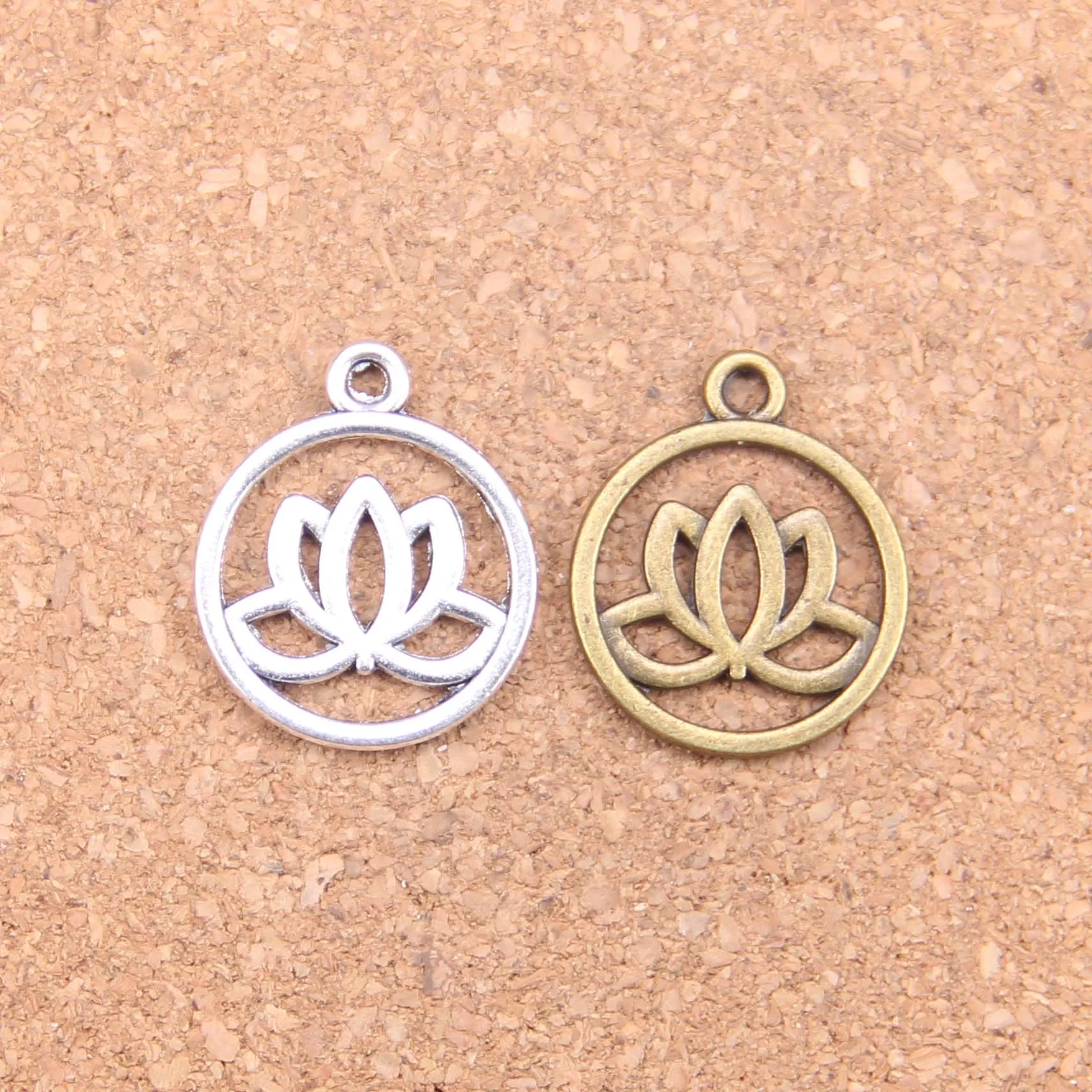 

76 шт., подвески в виде цветка лотоса, искусственные, винтажные, DIY для браслета, ожерелья