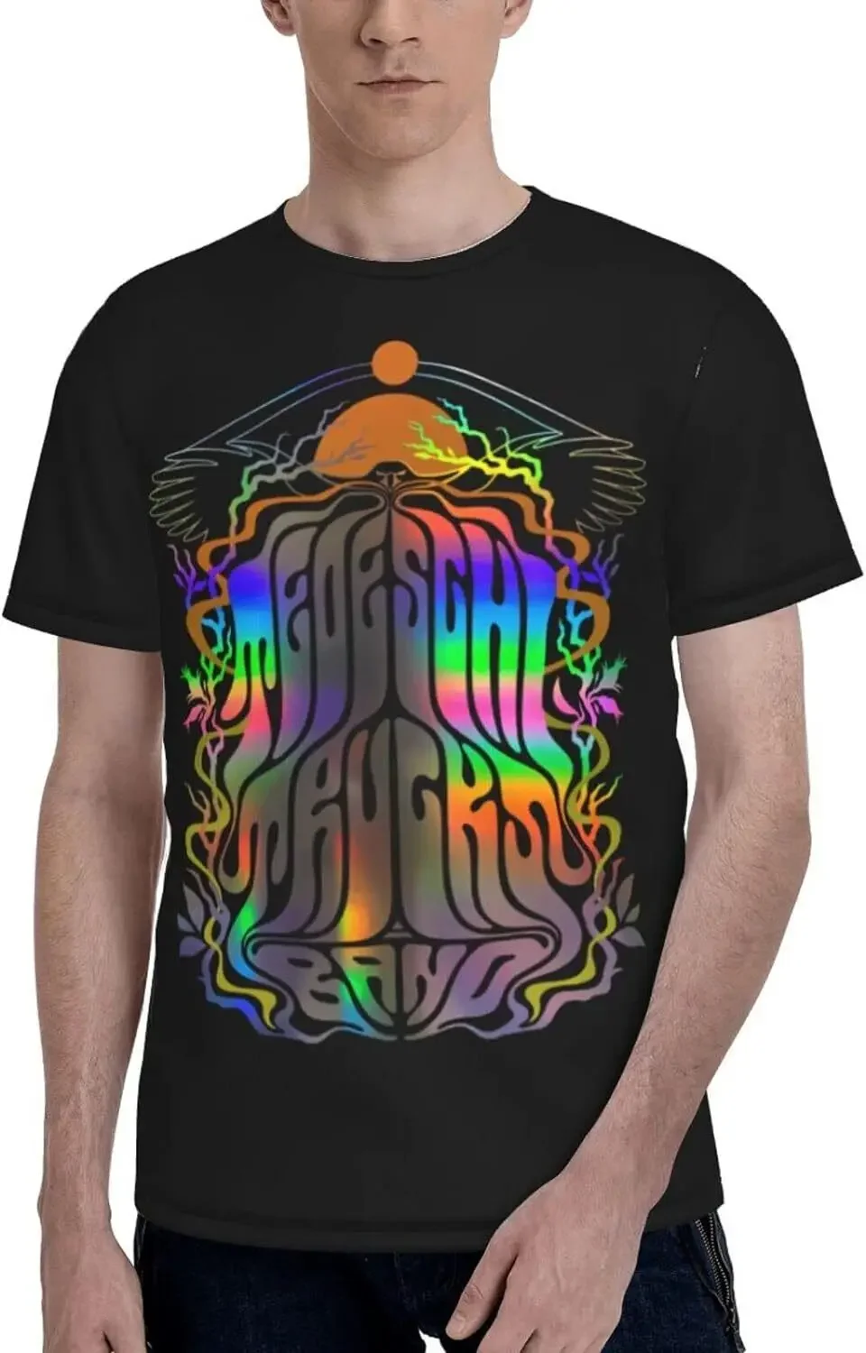 Летняя мужская футболка с коротким рукавом и круглым вырезом