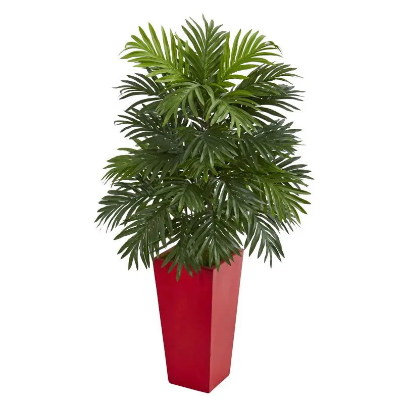 

Великолепное, долговечное 40 дюймов зеленое пальмовое искусственное растение в красном растении, привлекательное, устойчивое к выцветанию украшение для дома