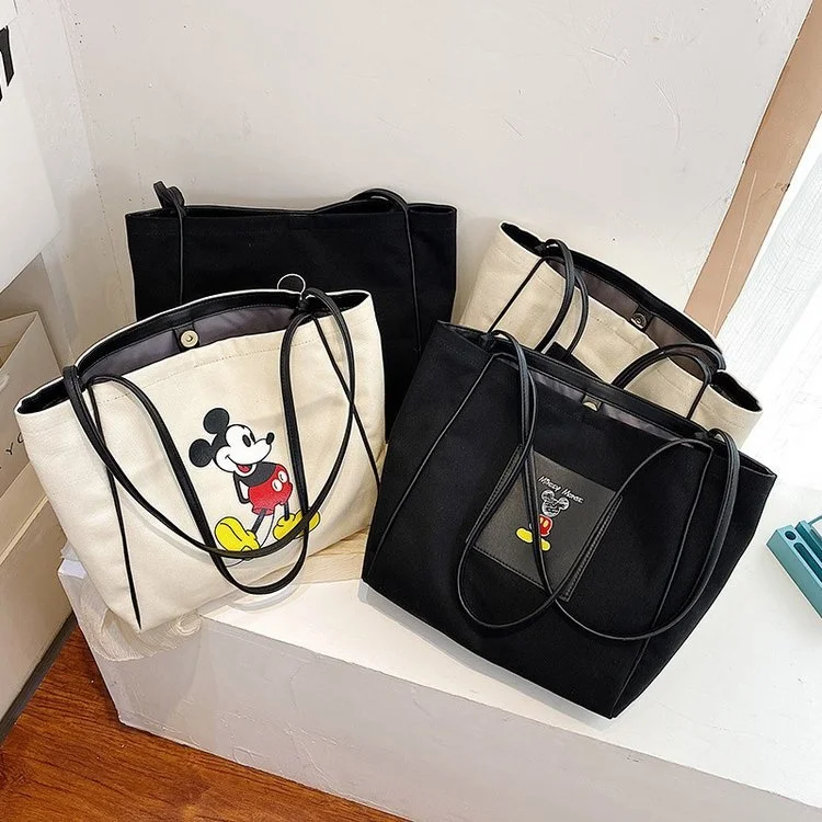 

Disney Bag Women 2022 New Fashion All-match Cartoon Mickey Portable Canvas Bag Large Capacity Tote Bag