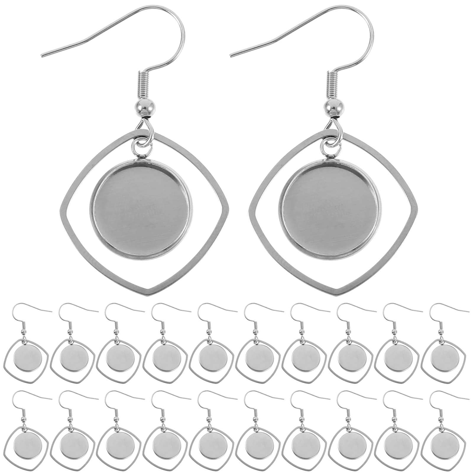 

20pcs Bezel Base Earring DIY Metal Pendant Earring Blank Base Pendant Blank Metal Trays Earring Hooks