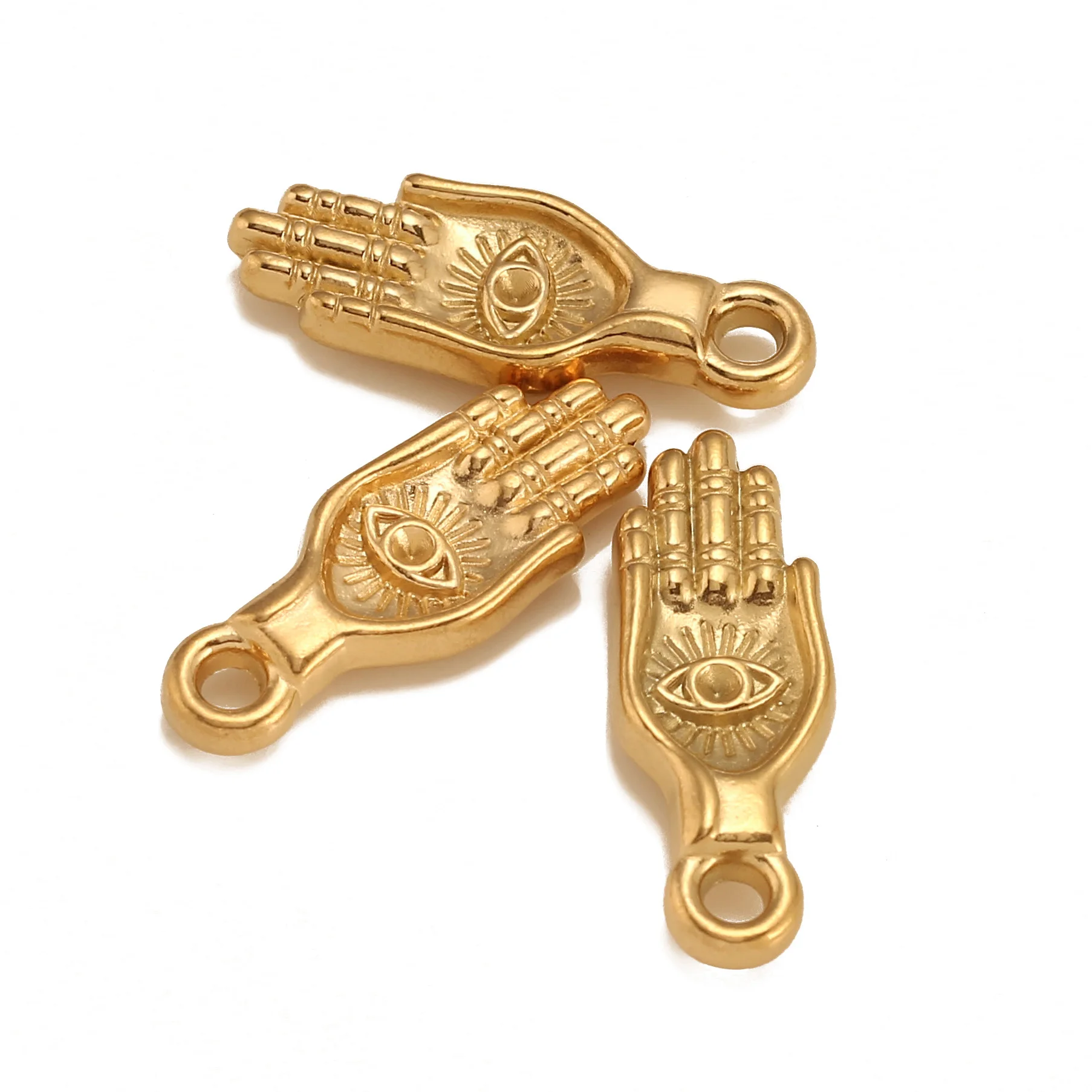 3Pcs Ручной Hamsa злой глаз Амуль из нержавеющей стали подвески DIY Ожерелье