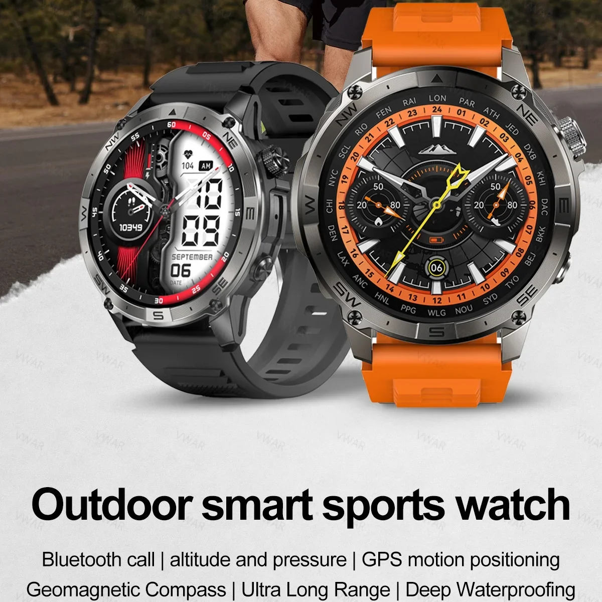 Фото 2025 НОВЫЕ GPS Смарт-часы VWAR ACE 50 м Водонепроницаемые Смарт-часы с AMOLED-экраном Gorilla Glass Мужские компасы Высотомер Барометрический GPS №2