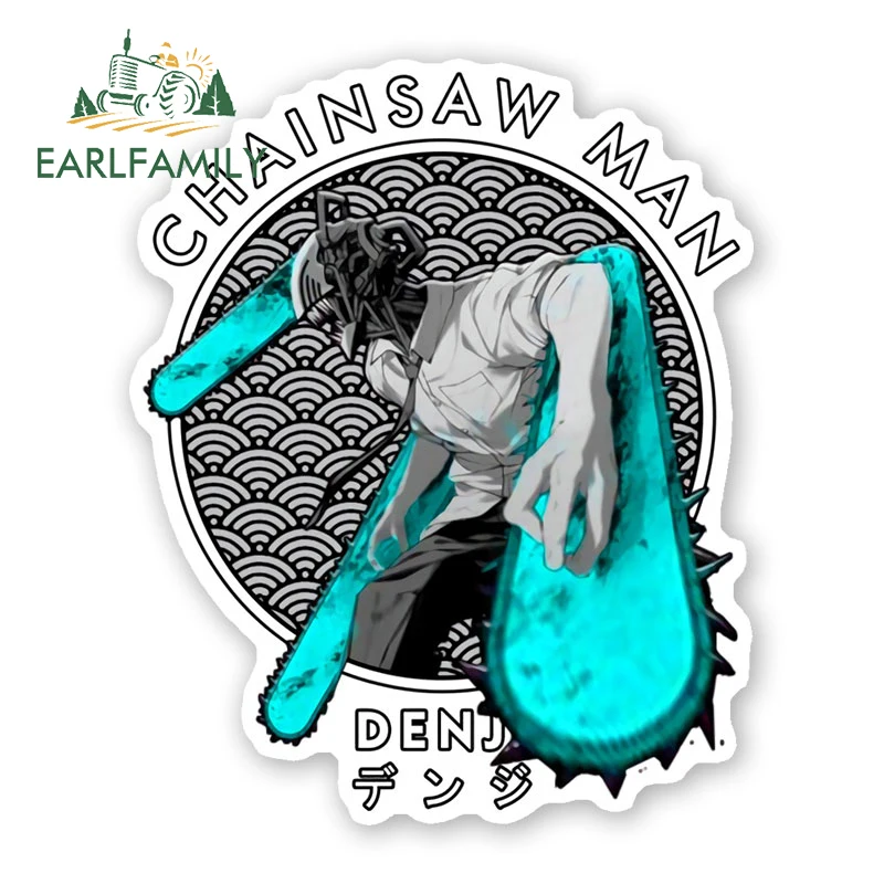 EARLFAMILY 13cm x 10.5cm Japan Anime Chainsaw Man Decal Cartoon Denji Bloody Battle Car Sticker Vinyl JDM Window Laptop Stickers - купить по