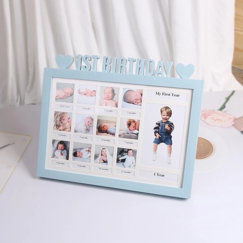 

GXMB Creative First Year Photo Moment Baby Keepsake Frame DIY 0-12 Month Picture Display Plastic Collage Frame Memory Gift