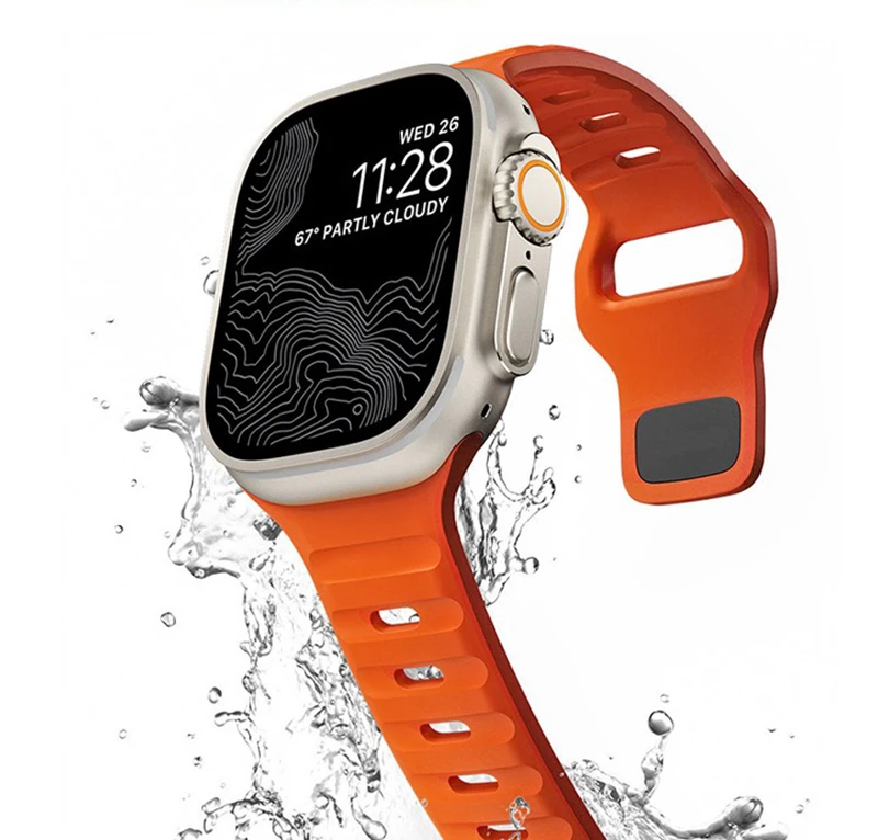 For Apple Watch Ultra 49mm Band  Case Strap 40mm 41mm 42mm 44mm 45mm Silicone Sport Rubber Correa Iwatch Series 8 7 6 Se 5 4 3