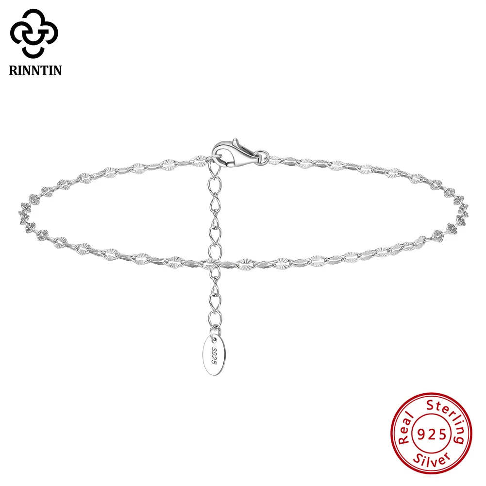

Rinntin 925 Sterling Silver Butterfly Chain Anklet for Women Fashion Adjustable Summer Beach Foot Bracelet Anklets Jewelry SA40