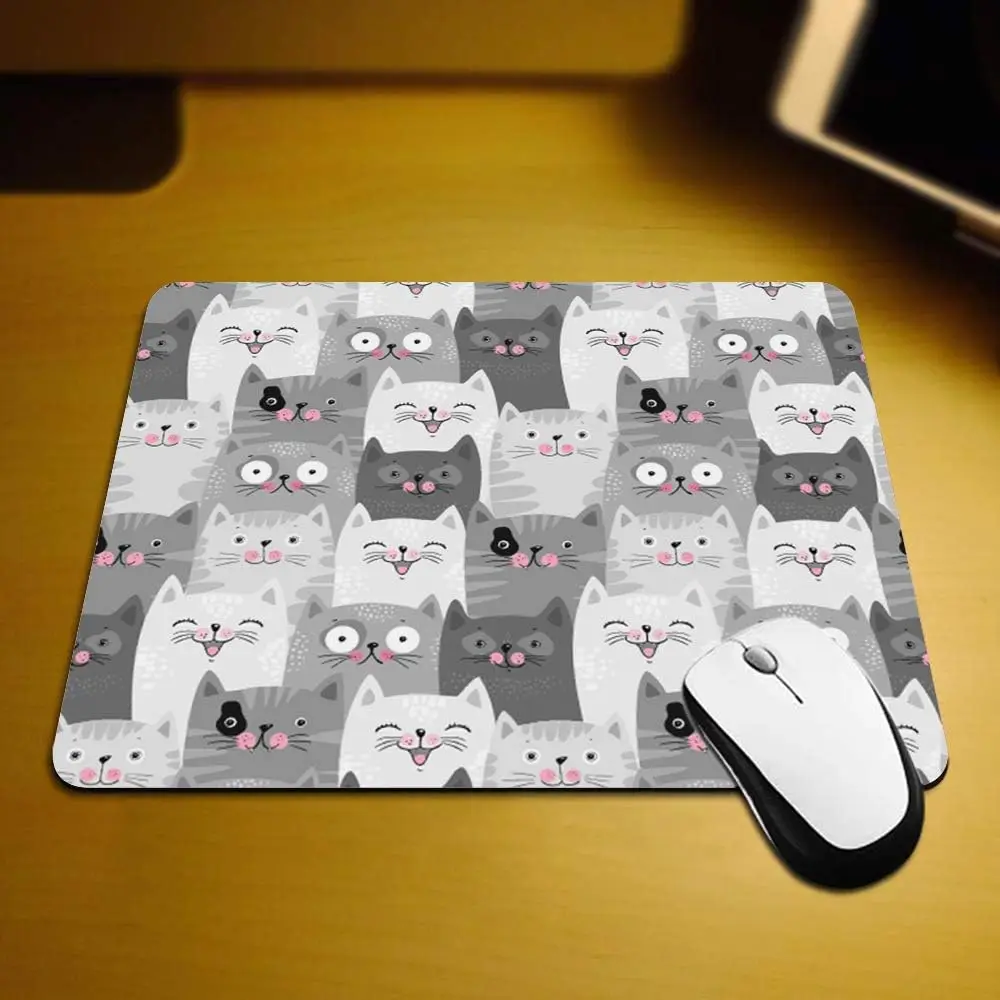 

Gaming Mouse Pad Cute Cat Audience Grey White Non-Slip Rubber Mouse Pad for Computers Laptop Office Home 9.5 Inch x 7.9 Inch