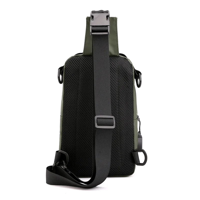 Multi-functional Fashion Chest Bag Waterproof Nylon Fabric Messenger Bag Trend Men's Shoulder Bag USB Rechargeable Chest Bag