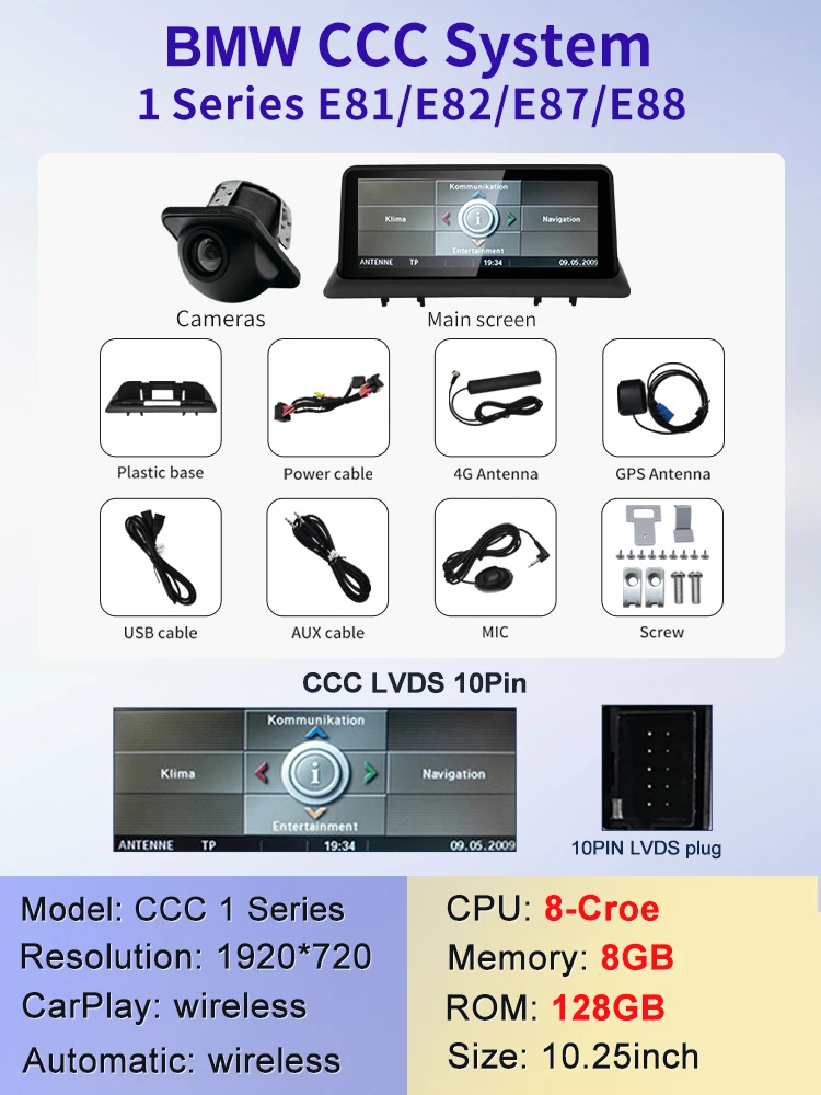 STWEI Новая система ID6 ID7 ID8 UI Android Беспроводная система Carplay AUTO для BMW 1 серии E81 E82 E87 E88 CCC CIC Автомобильные видеоплееры GPS NAVI