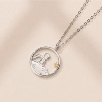 couple necklace little prince and little fox girlfriend pendant cartoon hollow round collarbone chain valentines day gift