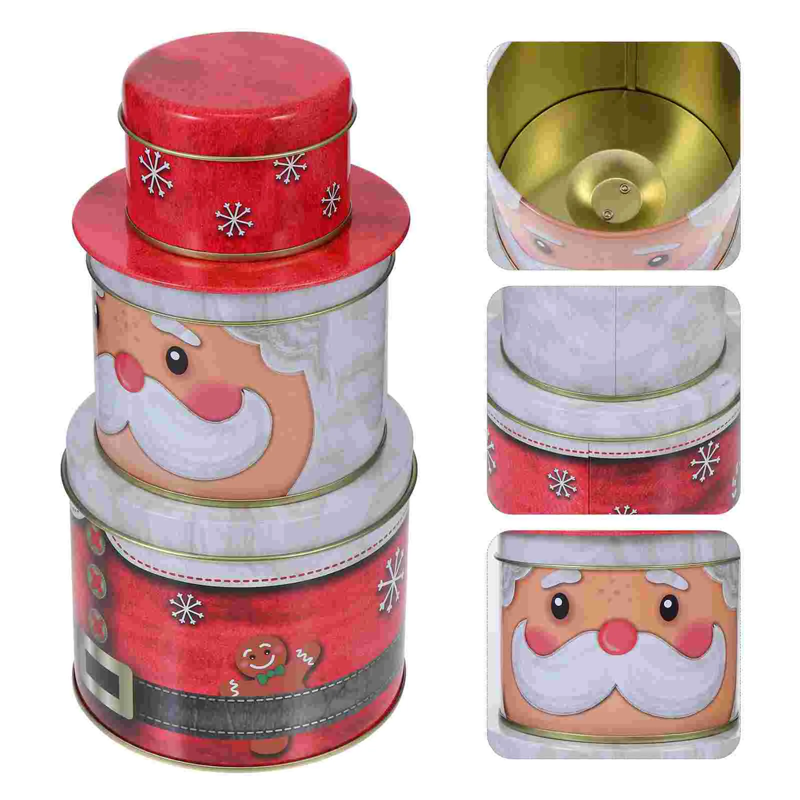 

Christmas Cookie Candy Tins Box Gift Lidstin Tinplate Jar Containers Giving Boxes Holiday Santa Storage Jars Biscuits Xmas Empty